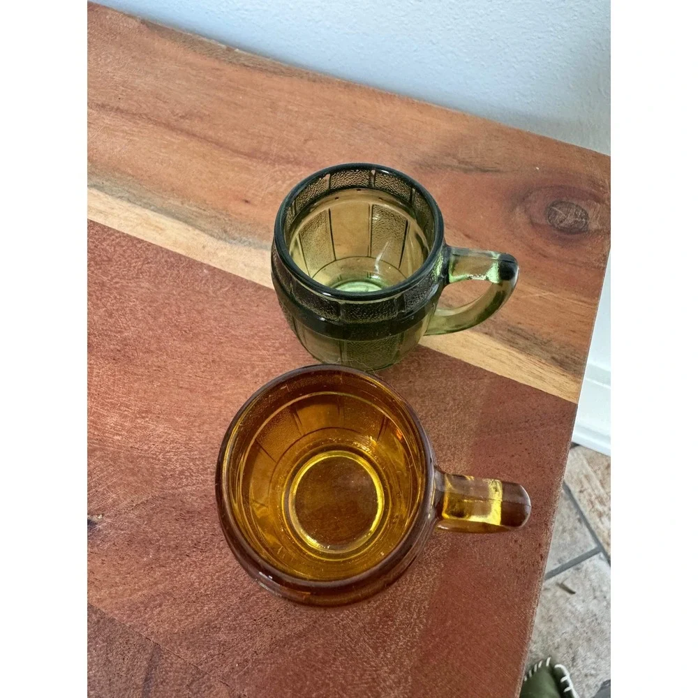 Barrel Shot Glass Toothpick Holder Mini Green MCM Keg Beer Mug Set